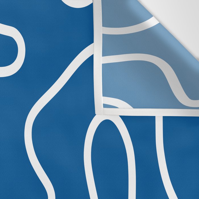 Squiggle Maze Minimalist Abstract Pattern in Blue and White Wall Tapestry Gallery Image 3