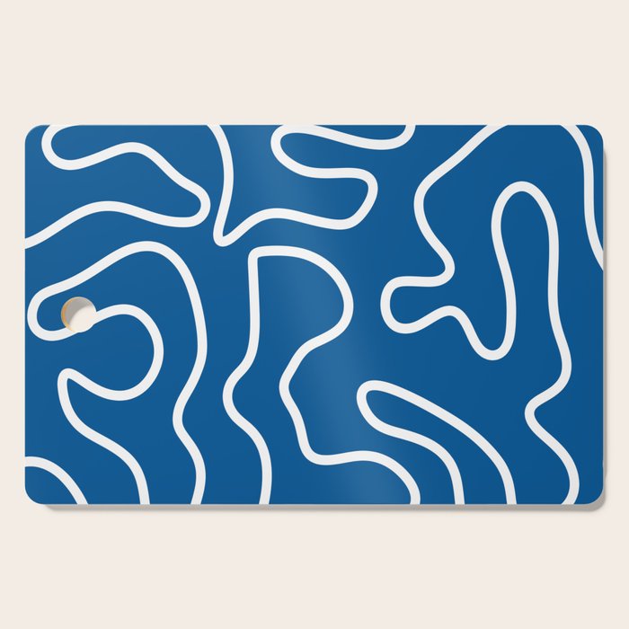 Squiggle Maze Minimalist Abstract Pattern in Blue and White Cutting Board Gallery Image 1