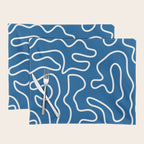 Squiggle Maze Minimalist Abstract Pattern in Blue and White Placemat Gallery Image 1