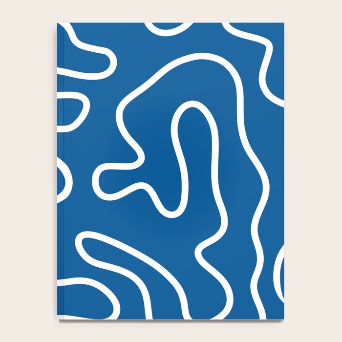 Squiggle Maze Minimalist Abstract Pattern in Blue and White Notebook Gallery Image 4
