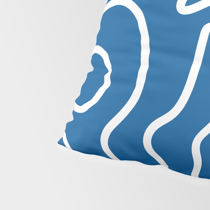 Squiggle Maze Minimalist Abstract Pattern in Blue and White Pillow Sham Gallery Image 4