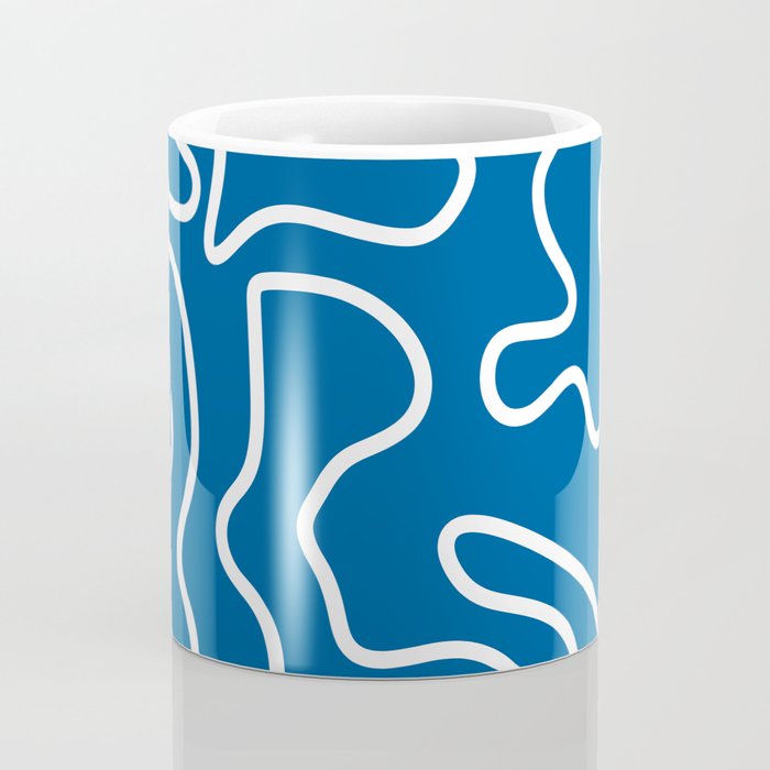 Squiggle Maze Minimalist Abstract Pattern in Blue and White Coffee Mug Gallery Image 4
