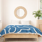 Squiggle Maze Minimalist Abstract Pattern in Blue and White Duvet Cover Gallery Image 3