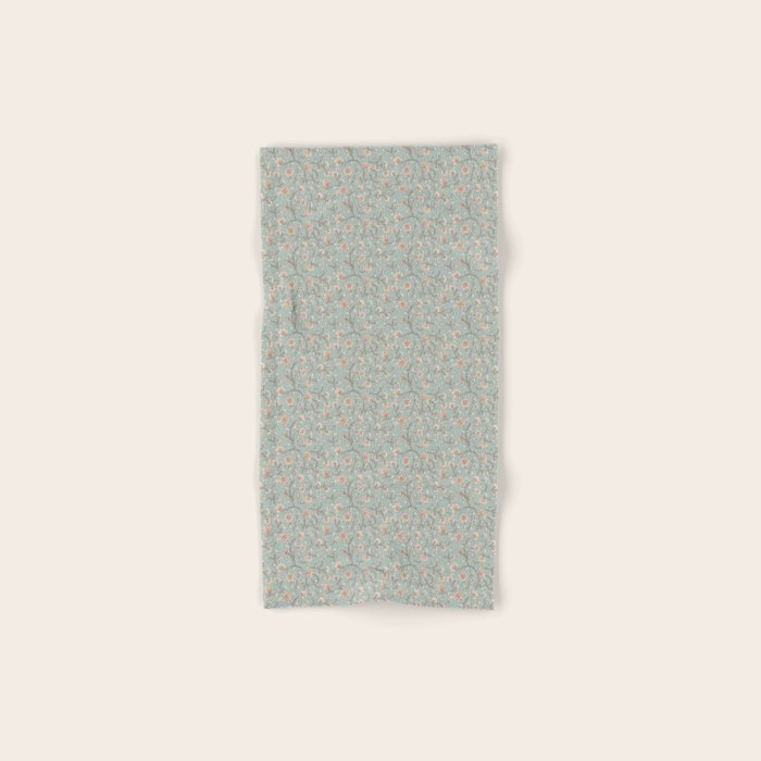 Ditsy Trailing Block Print Floral - Light Sage Green Bath Towel Gallery Image 1