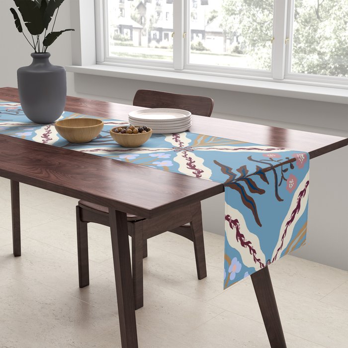 Botanical Trellis Floral Pattern Table Runner Gallery Image 2