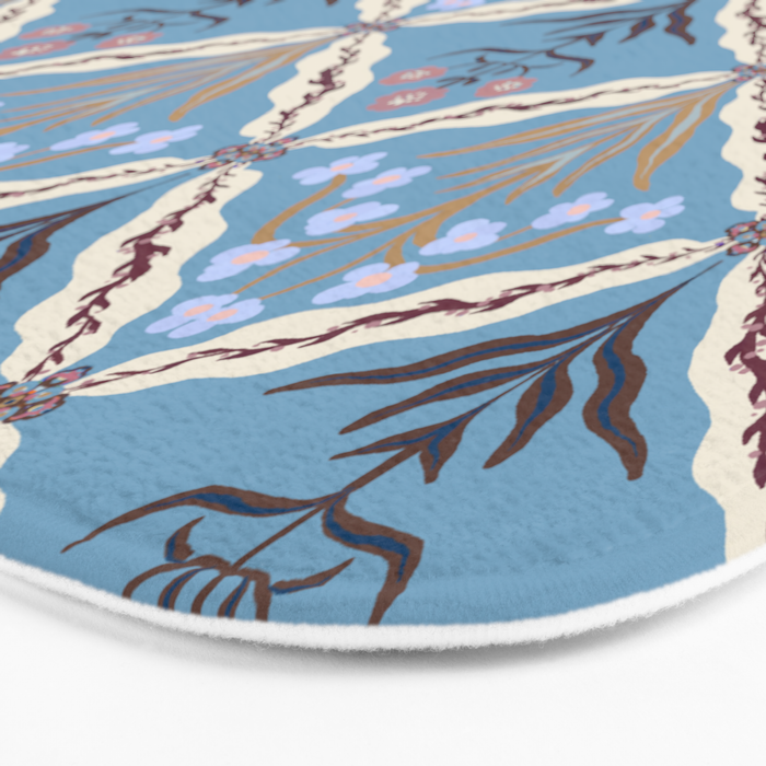 Botanical Trellis Floral Pattern Bath Mat Gallery Image 3