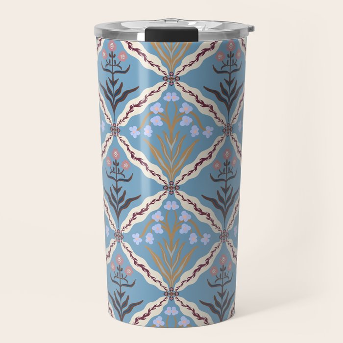 Botanical Trellis Floral Pattern Travel Mug Gallery Image 1