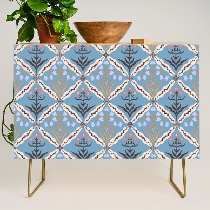 Botanical Trellis Floral Pattern Credenza Gallery Image 1