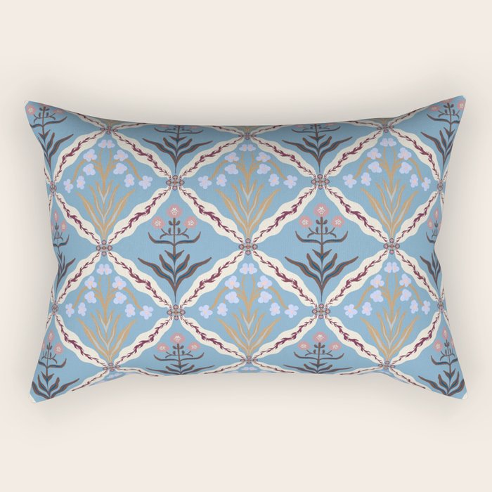 Botanical Trellis Floral Pattern Rectangular Pillow Gallery Image 2
