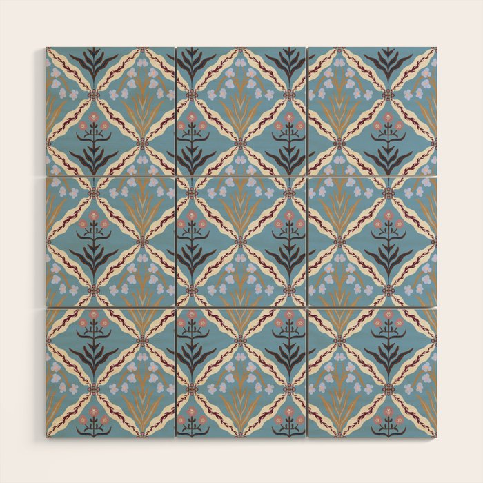 Botanical Trellis Floral Pattern Wood Wall Art Gallery Image 1