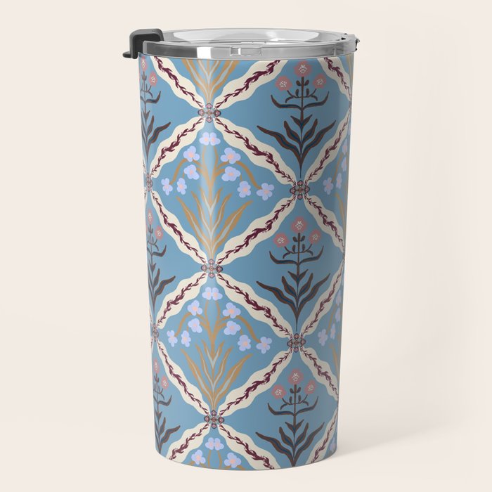 Botanical Trellis Floral Pattern Travel Mug Gallery Image 3