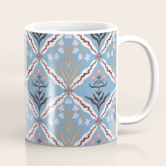 Botanical Trellis Floral Pattern Coffee Mug Gallery Image 1