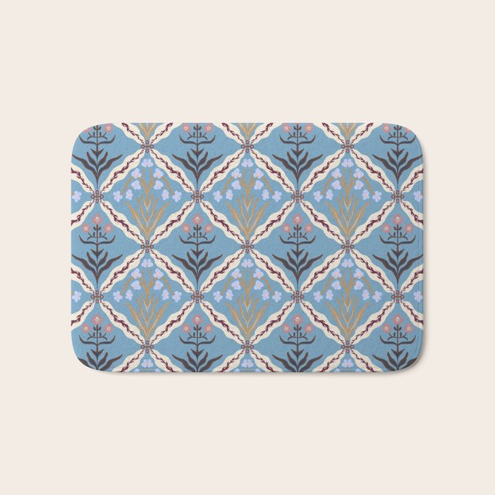 Botanical Trellis Floral Pattern Bath Mat Gallery Image 1