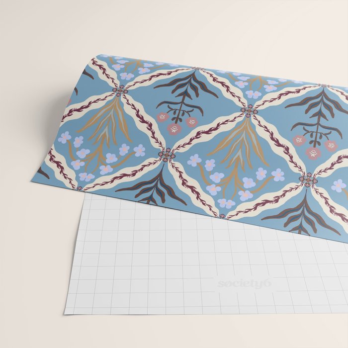 Botanical Trellis Floral Pattern Wrapping Paper Gallery Image 2