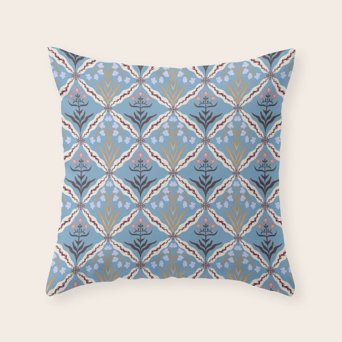 Botanical Trellis Floral Pattern Throw Pillow Gallery Image 6