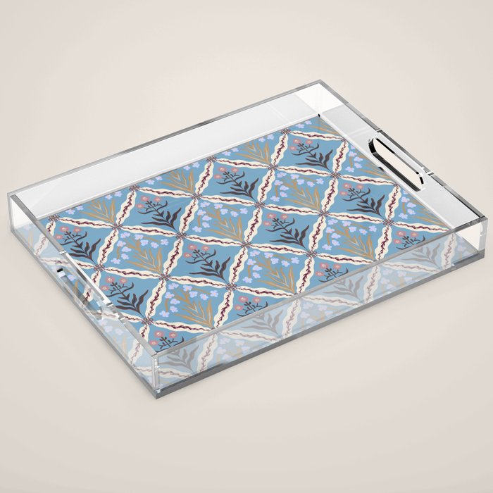 Botanical Trellis Floral Pattern Acrylic Tray Gallery Image 1