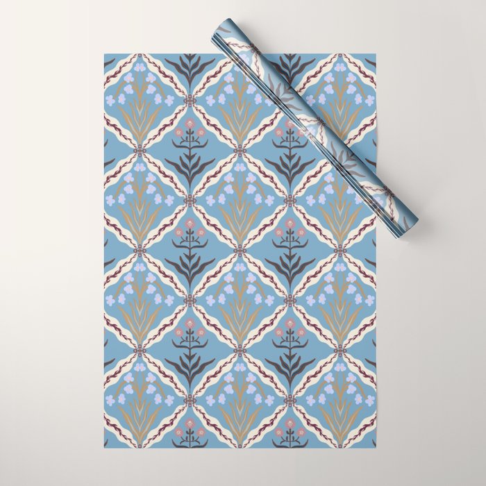 Botanical Trellis Floral Pattern Wrapping Paper Gallery Image 1