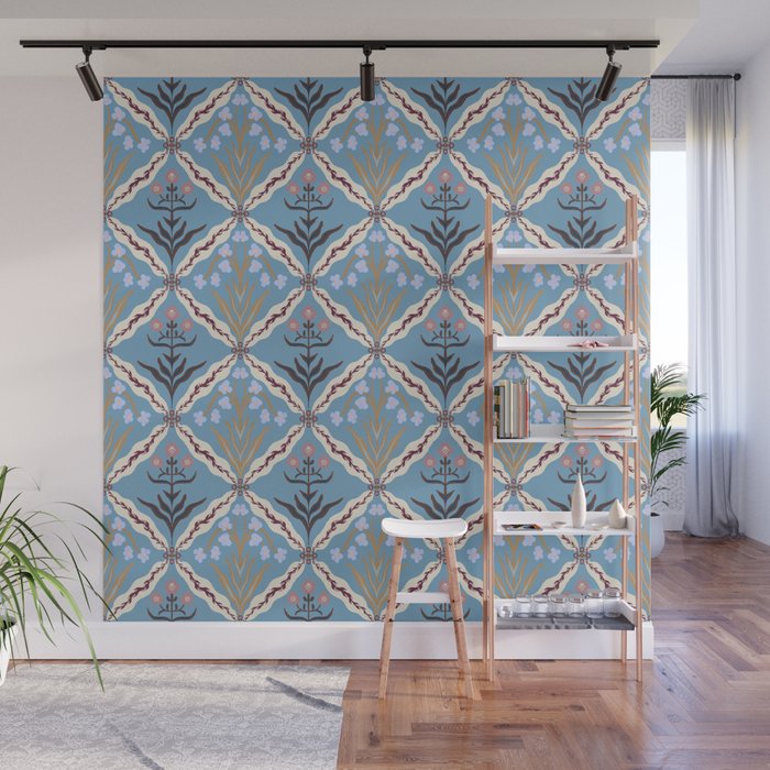 Botanical Trellis Floral Pattern Wall Mural Gallery Image 1