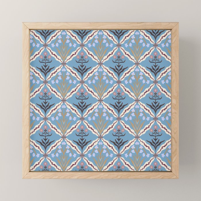 Botanical Trellis Floral Pattern Mini Art Print Gallery Image 1