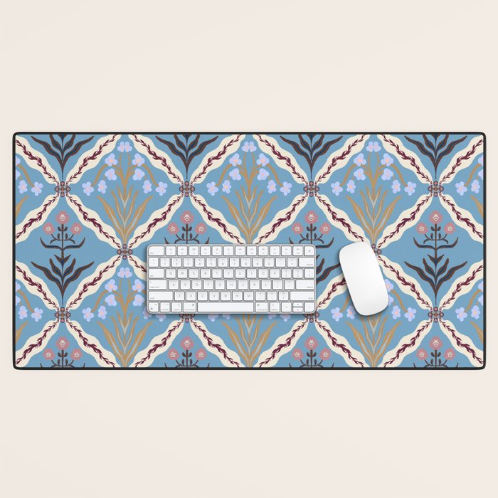 Botanical Trellis Floral Pattern Desk Mat Gallery Image 1