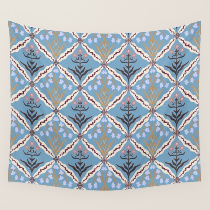Botanical Trellis Floral Pattern Wall Tapestry Gallery Image 4
