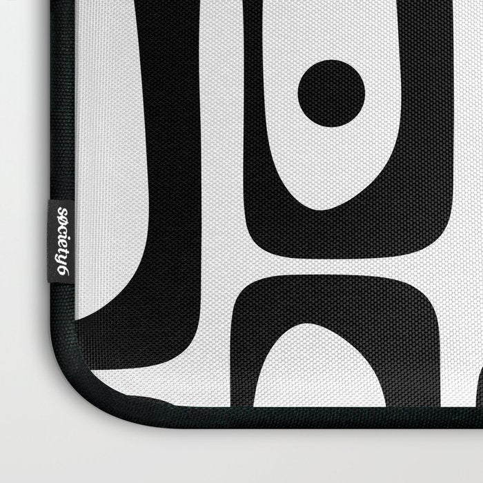 Mid Century Modern Piquet Multi Abstract Retro Geometric Pattern in Black and White Laptop Sleeve Gallery Image 3