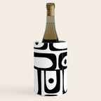 Mid Century Modern Piquet Multi Abstract Retro Geometric Pattern in Black and White Wine Chiller Gallery Image 2