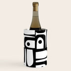 Mid Century Modern Piquet Multi Abstract Retro Geometric Pattern in Black and White Wine Chiller Gallery Image 1