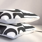 Mid Century Modern Piquet Multi Abstract Retro Geometric Pattern in Black and White Pillow Sham Gallery Image 3