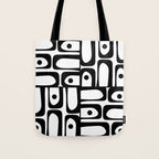 Mid Century Modern Piquet Multi Abstract Retro Geometric Pattern in Black and White Tote Bag Gallery Image 1