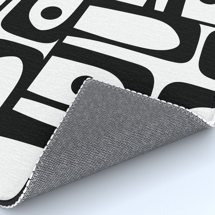 Mid Century Modern Piquet Multi Abstract Retro Geometric Pattern in Black and White Rug Gallery Image 4