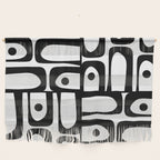 Mid Century Modern Piquet Multi Abstract Retro Geometric Pattern in Black and White Wall Hanging Gallery Image 1