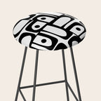 Mid Century Modern Piquet Multi Abstract Retro Geometric Pattern in Black and White Stool Gallery Image 2