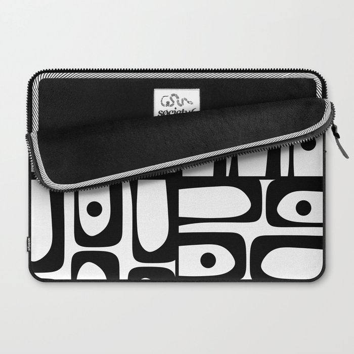 Mid Century Modern Piquet Multi Abstract Retro Geometric Pattern in Black and White Laptop Sleeve Gallery Image 2