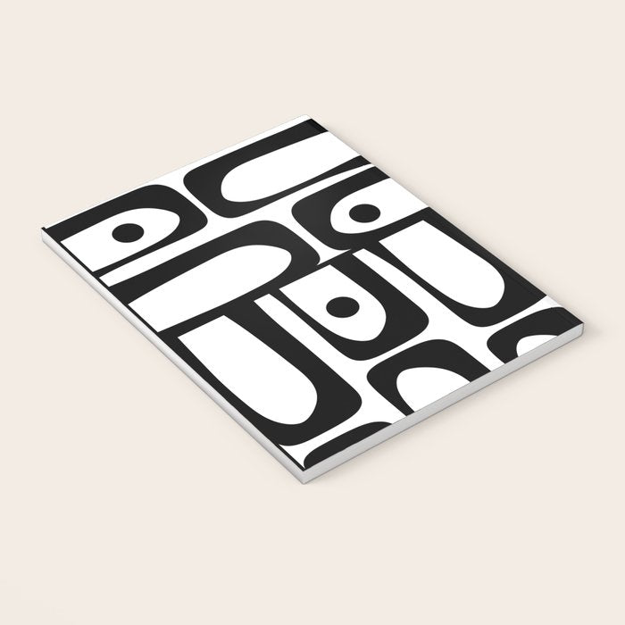 Mid Century Modern Piquet Multi Abstract Retro Geometric Pattern in Black and White Notebook Gallery Image 3