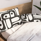 Mid Century Modern Piquet Multi Abstract Retro Geometric Pattern in Black and White Pillow Sham Gallery Image 2