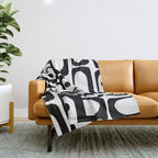 Mid Century Modern Piquet Multi Abstract Retro Geometric Pattern in Black and White Throw Blanket Gallery Image 1