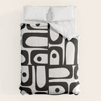 Mid Century Modern Piquet Multi Abstract Retro Geometric Pattern in Black and White Comforter Gallery Image 6