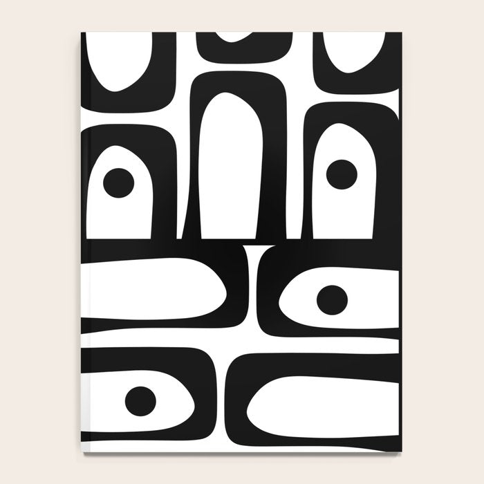 Mid Century Modern Piquet Multi Abstract Retro Geometric Pattern in Black and White Notebook Gallery Image 4