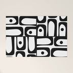 Mid Century Modern Piquet Multi Abstract Retro Geometric Pattern in Black and White Welcome Mat Gallery Image 1