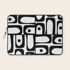 Mid Century Modern Piquet Multi Abstract Retro Geometric Pattern in Black and White Laptop Sleeve Gallery Image 1