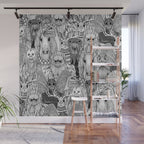 cryptid crowd black white Wall Mural Gallery Image 1
