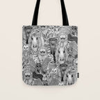 cryptid crowd black white Tote Bag Gallery Image 1