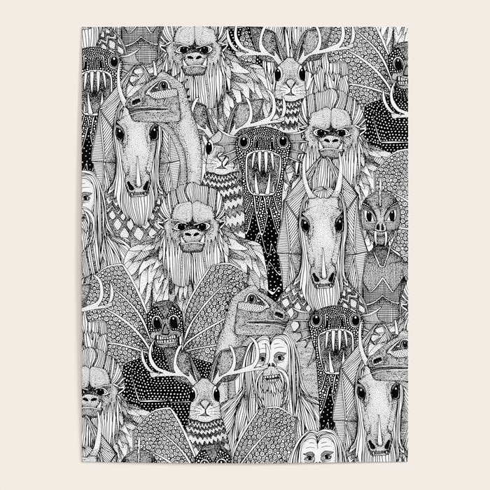 cryptid crowd black white Poster Gallery Image 4