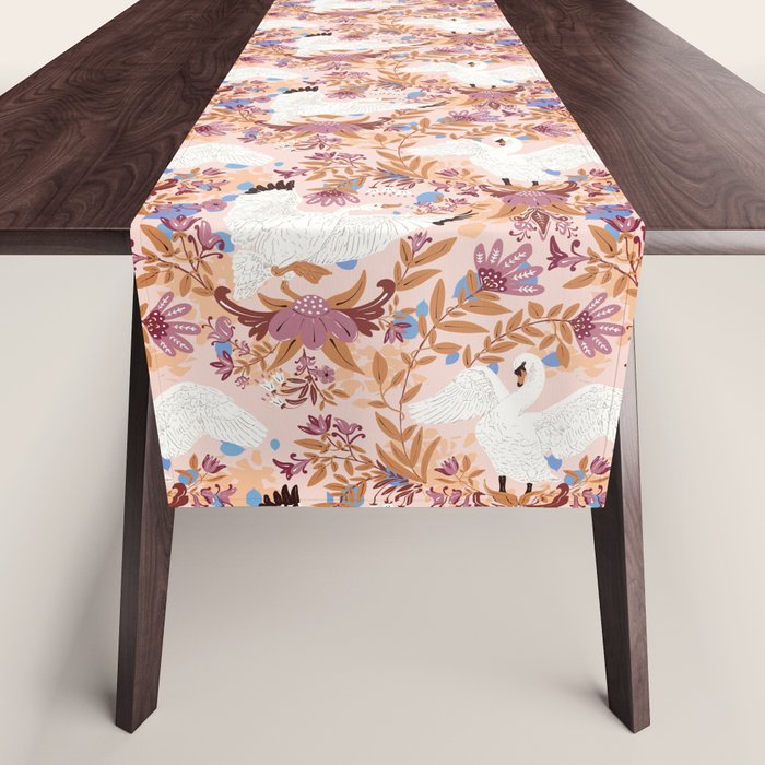 Elegant Swans in Bloom Table Runner Gallery Image 1