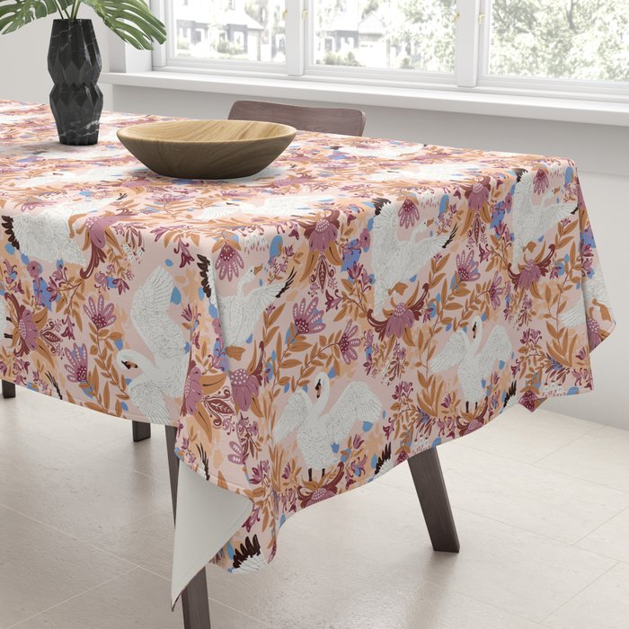 Elegant Swans in Bloom Tablecloth Gallery Image 3