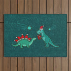 Cute Christmas Dinosaurs Dinos Dinosaur Outdoor Rug Gallery Image 1