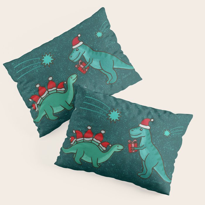 Cute Christmas Dinosaurs Dinos Dinosaur Pillow Sham Gallery Image 3