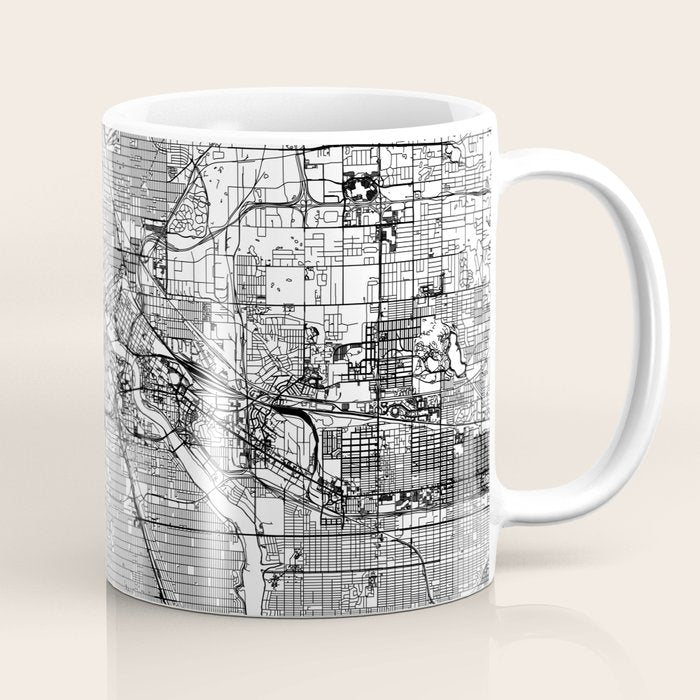 Minneapolis White Map Coffee Mug Gallery Image 1