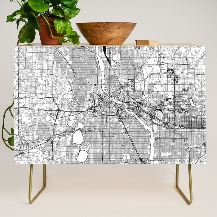 Minneapolis White Map Credenza Gallery Image 1